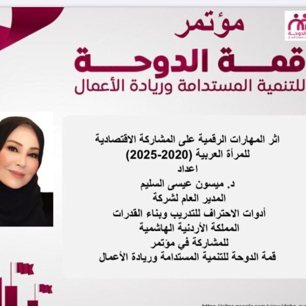 الدكتورة ميسون تشارك في أعمال مؤتمر قمة الدوحة للتنمية المستدامة وريادة الأعمال